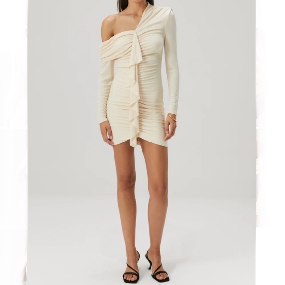 Brand New MISHA LONG-SLEEVE RUFFLE-FRONT SLIM MINI DRESS - Picture 6 of 12